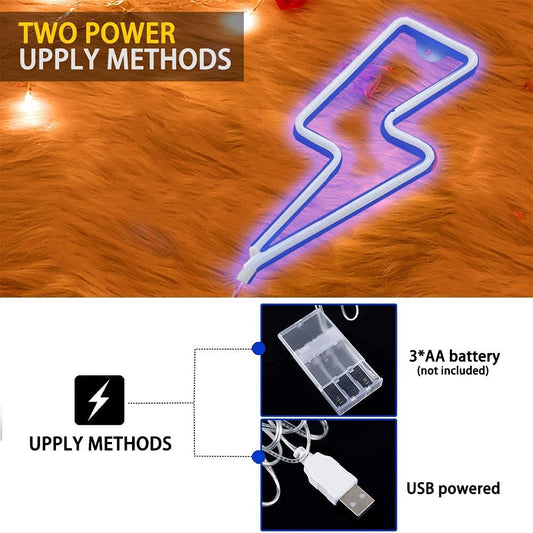 SCIENISH LED Lightning Bolt Neon Sign Decor Light, Blue
